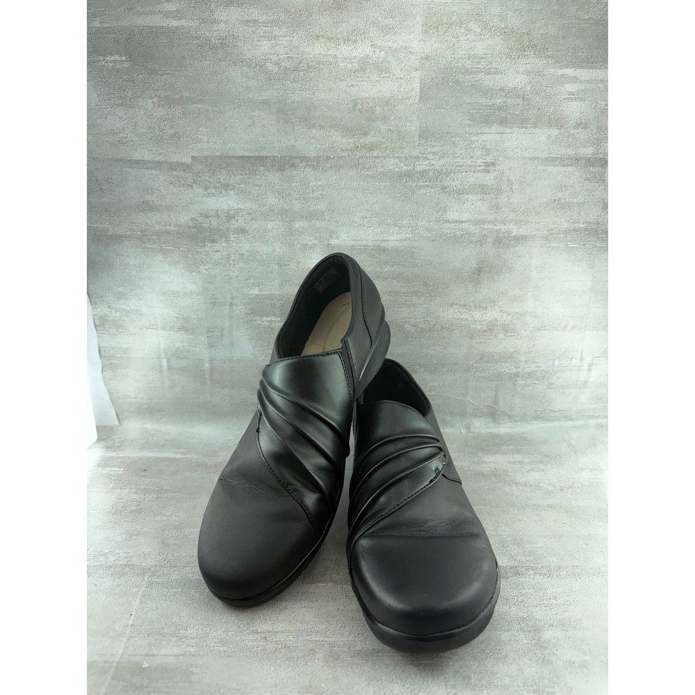 Clarks Cloudsteppers Sillian 2.0 Pace Black Pleated Loafers Women Sz 9.5 M